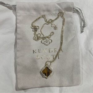 Kendra Scott Gold Necklace with Tiger's Eye Pendant